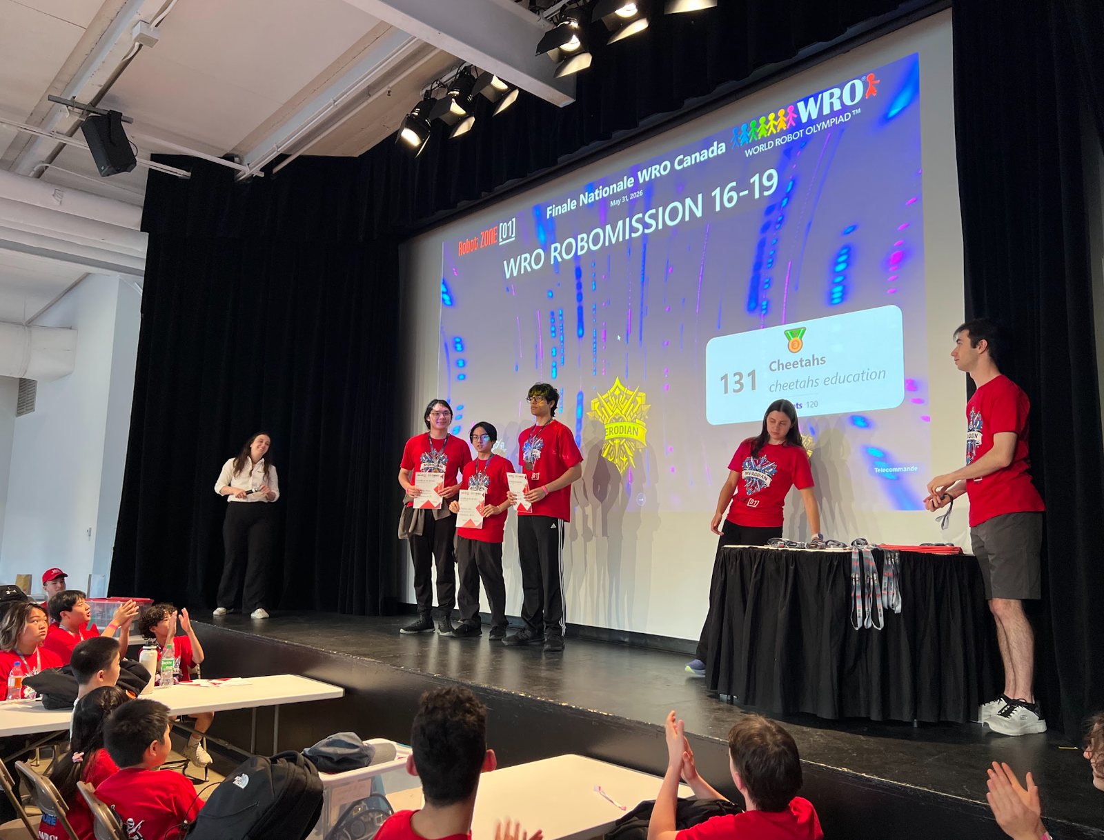 Cheetahs Senior team receiving an award at the WRO Nationals 2026